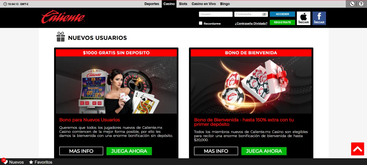 caliente casino bonos
