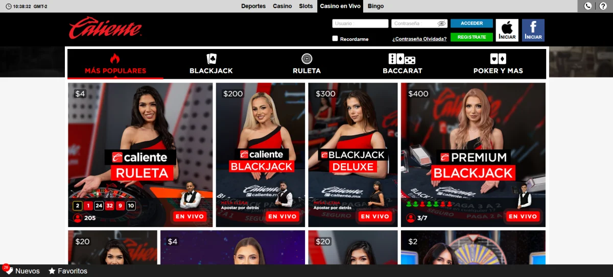 caliente live casino